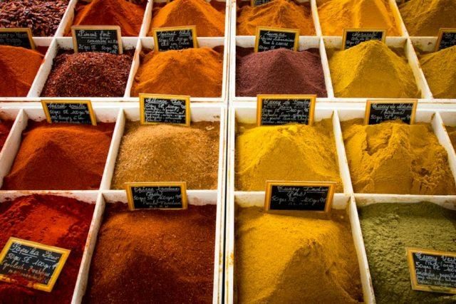 Assorted spices on display